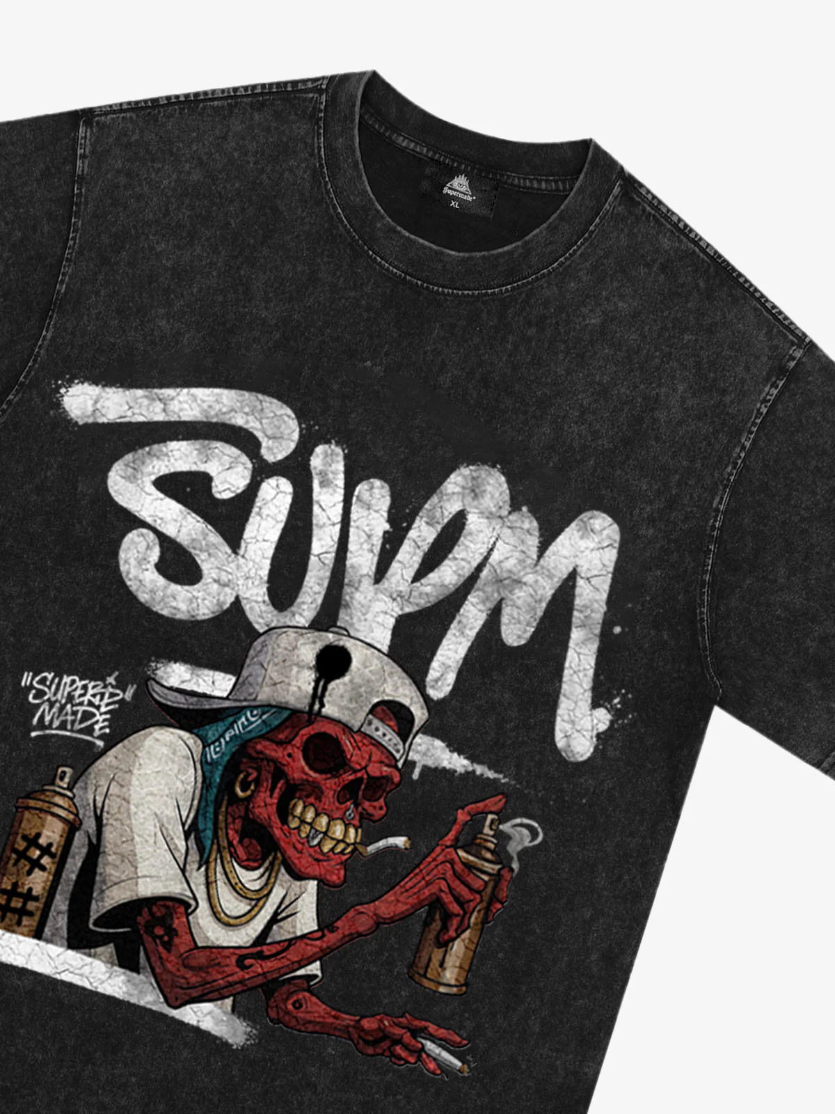 Street Trendy Skull Spray-Paint Graffiti Master T-Shirt - Image 17