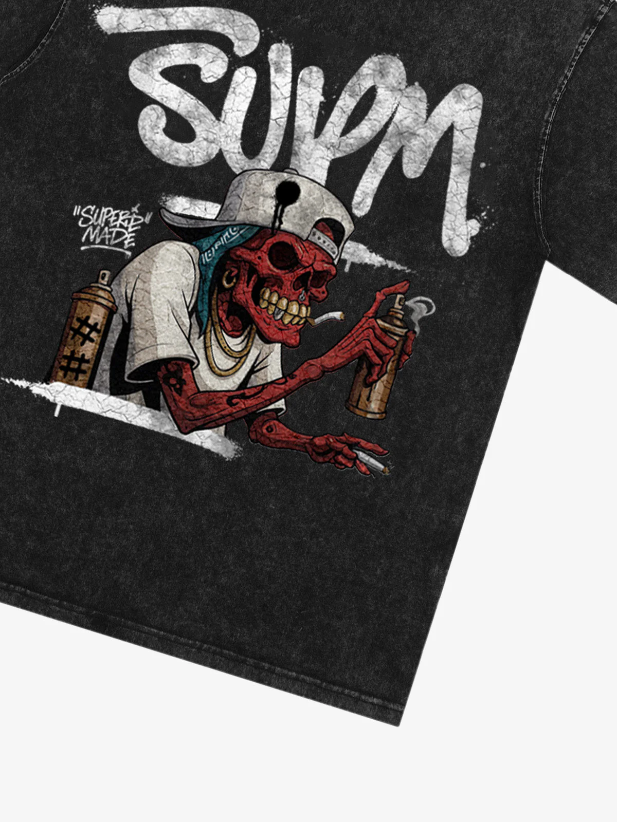 Street Trendy Skull Spray-Paint Graffiti Master T-Shirt - Image 18