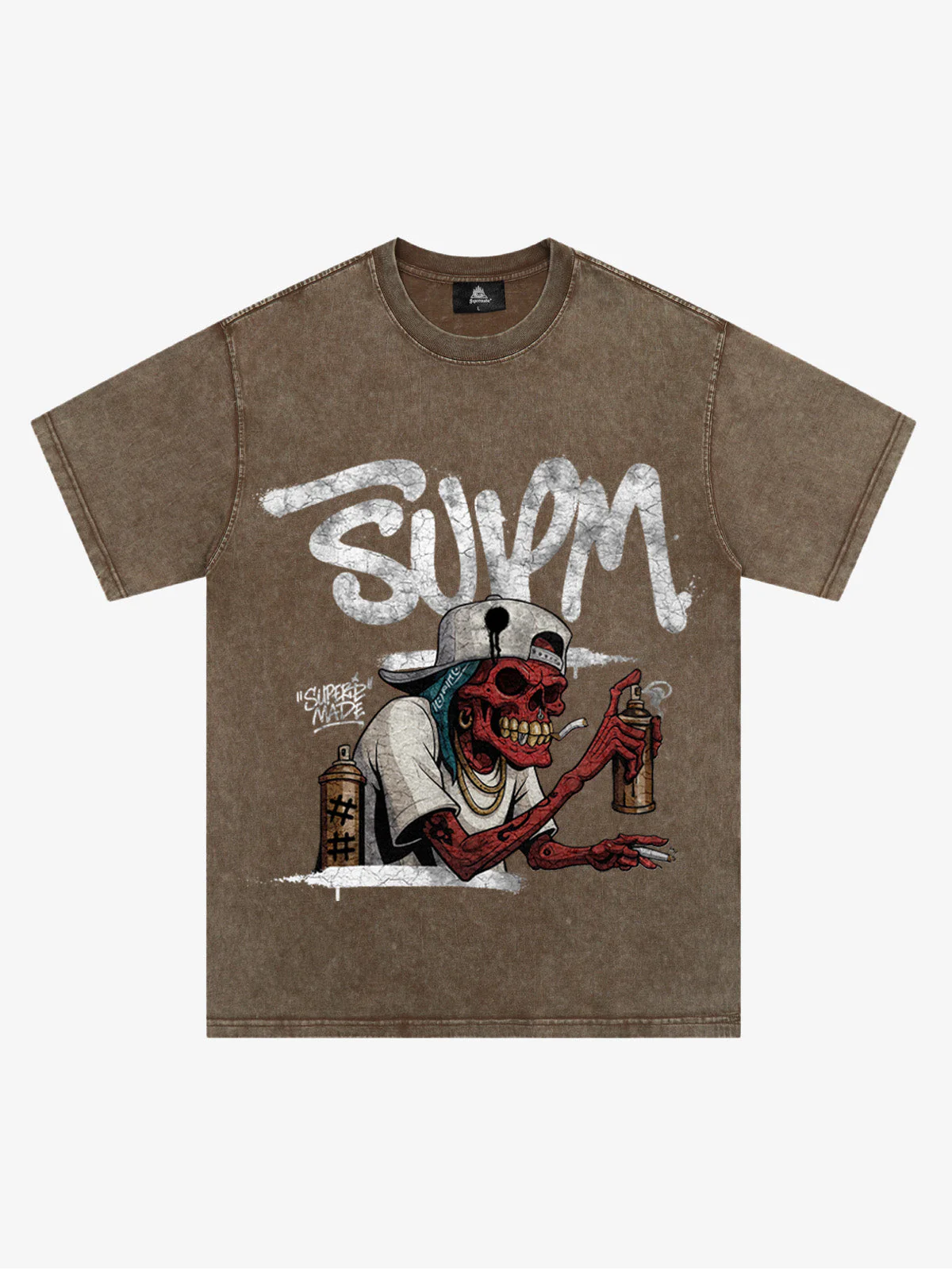 Street Trendy Skull Spray-Paint Graffiti Master T-Shirt - Image 2