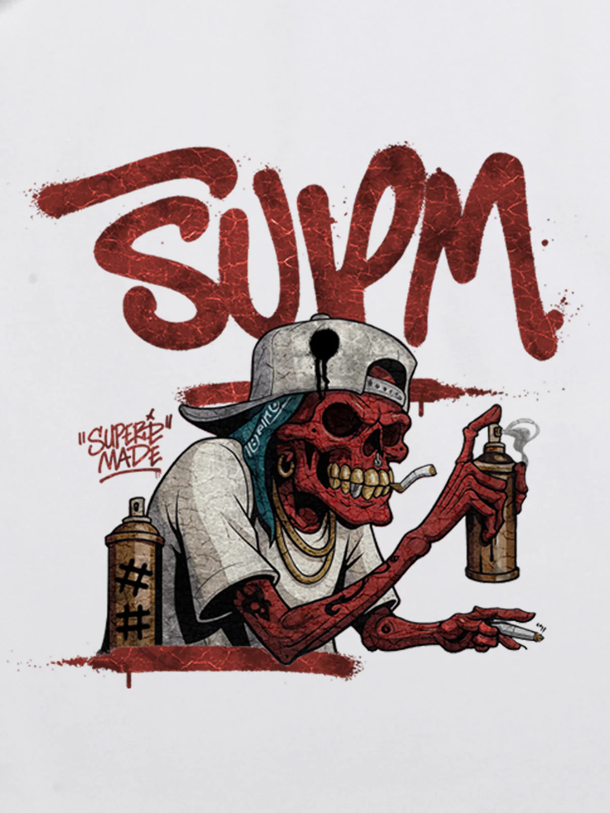 Street Trendy Skull Spray-Paint Graffiti Master T-Shirt - Image 20