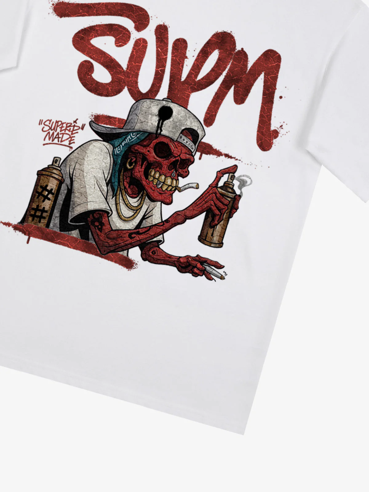 Street Trendy Skull Spray-Paint Graffiti Master T-Shirt - Image 22
