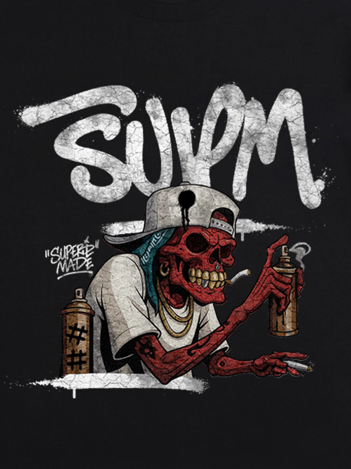 Street Trendy Skull Spray-Paint Graffiti Master T-Shirt - Image 24
