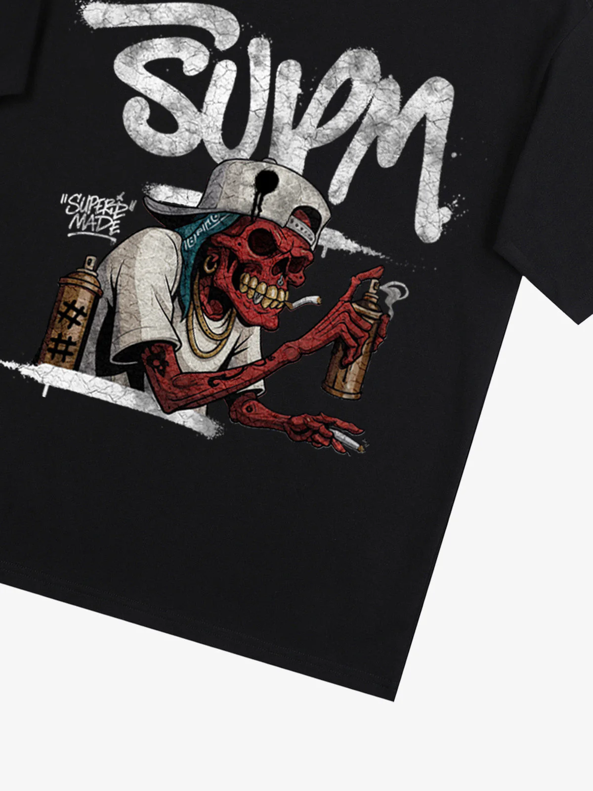Street Trendy Skull Spray-Paint Graffiti Master T-Shirt - Image 26