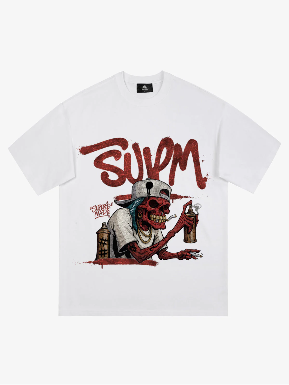 Street Trendy Skull Spray-Paint Graffiti Master T-Shirt - Image 4