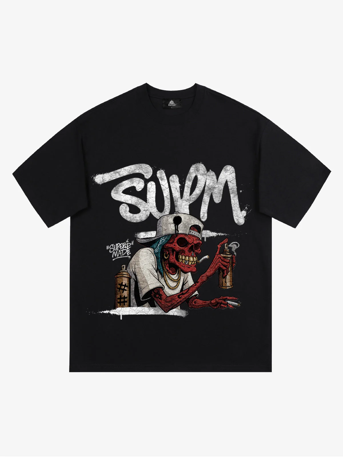 Street Trendy Skull Spray-Paint Graffiti Master T-Shirt - Image 5