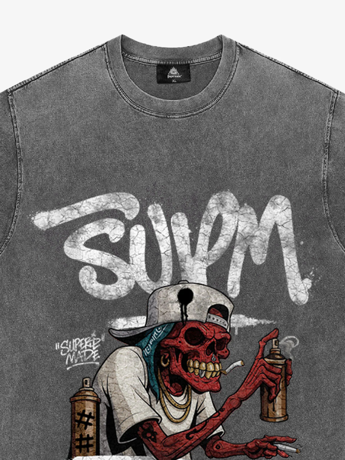 Street Trendy Skull Spray-Paint Graffiti Master T-Shirt - Image 7