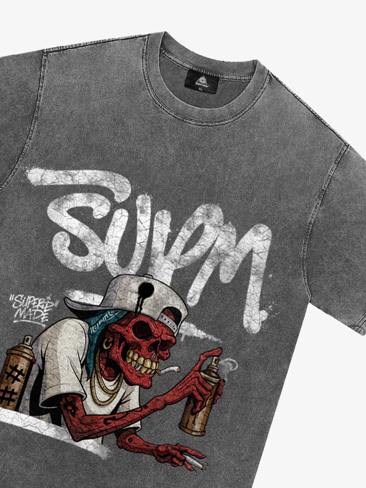 Street Trendy Skull Spray-Paint Graffiti Master T-Shirt - Image 9