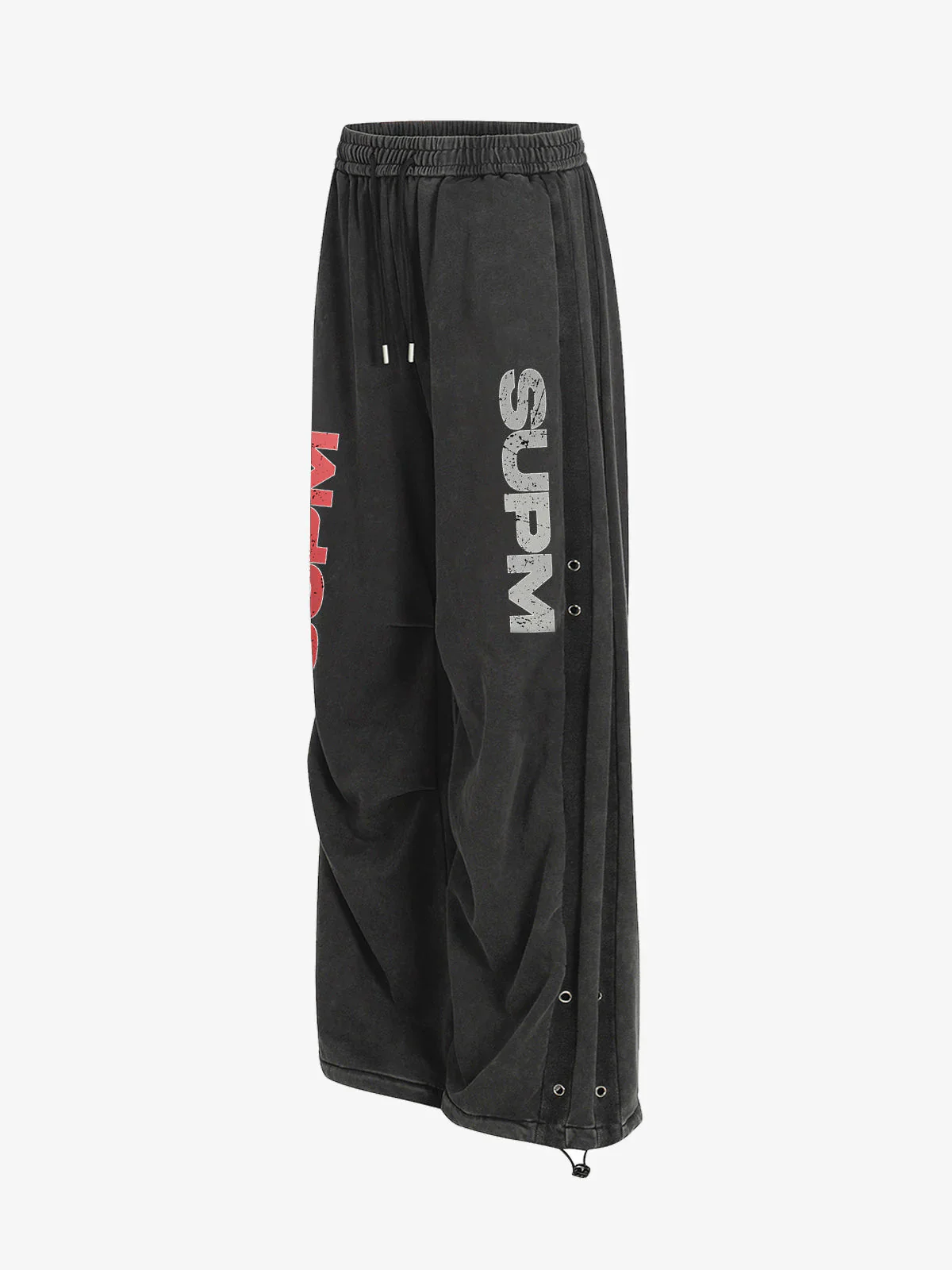 Street Washed Mottled Rivet Letter Print Baggy Sweatpants - Image 3