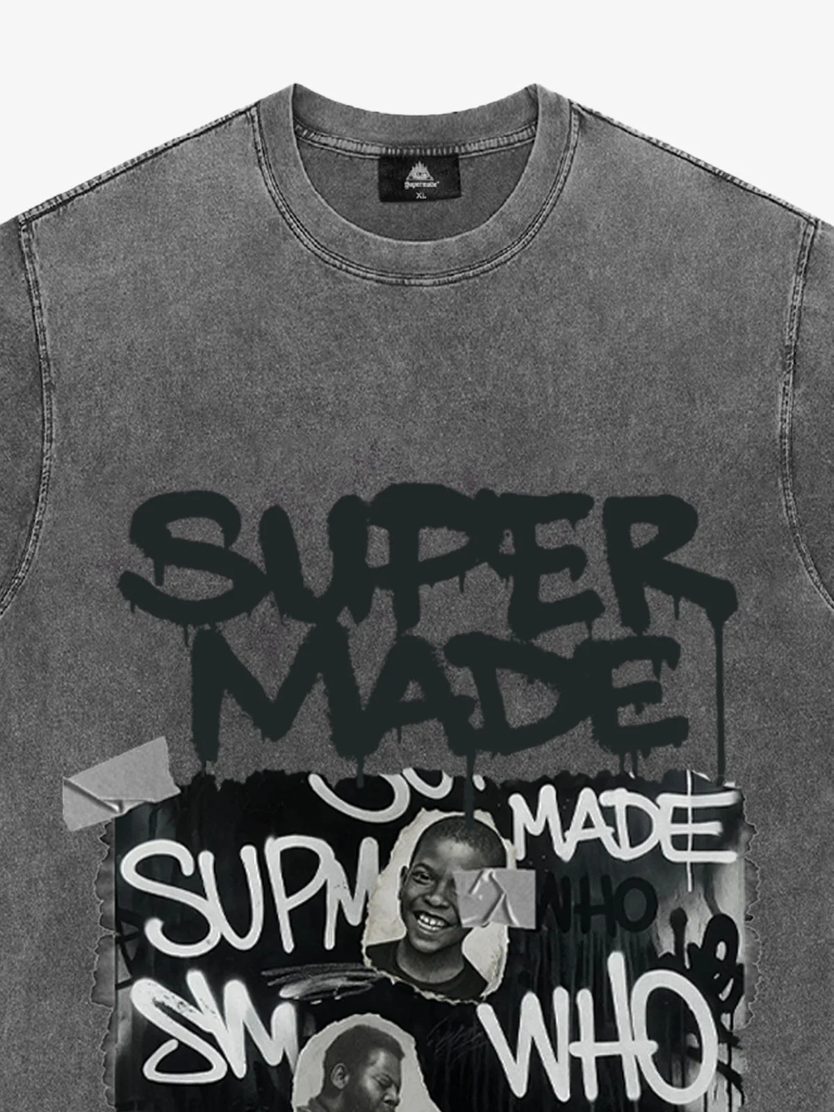 Streetwear Graffiti Character Collage Graphic T-Shirt - Image 12