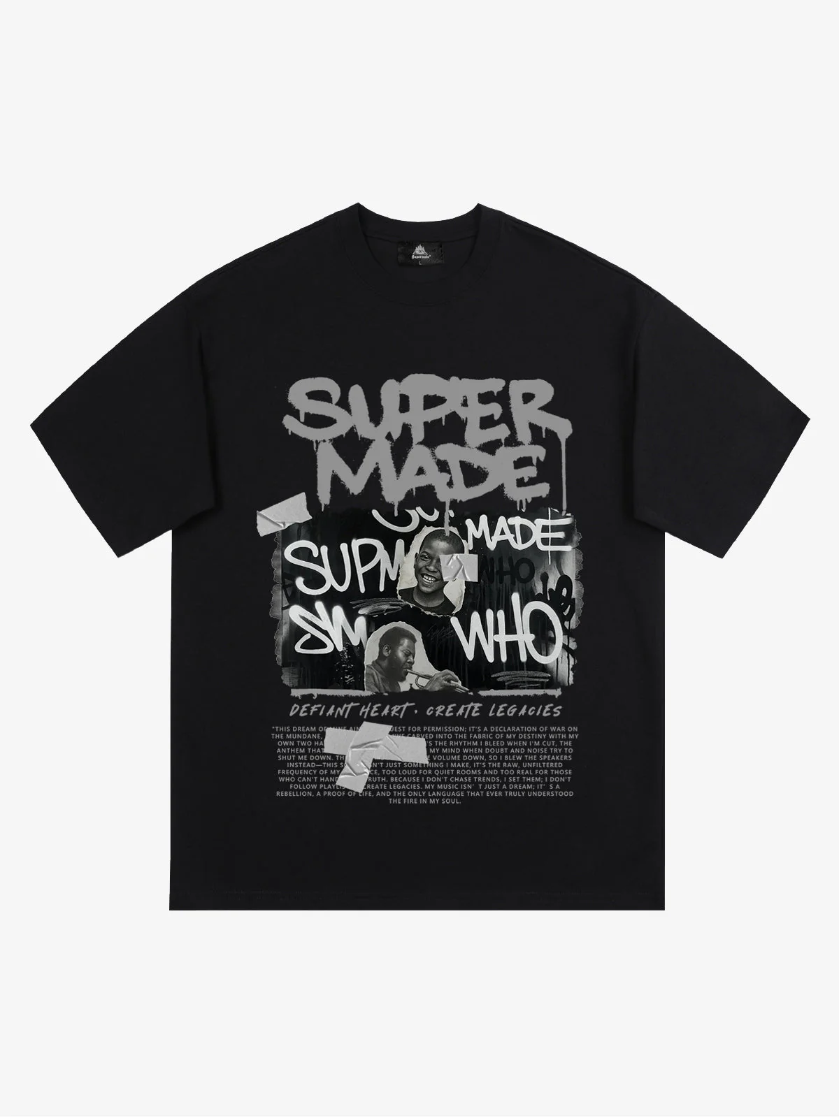 Streetwear Graffiti Character Collage Graphic T-Shirt - Image 3