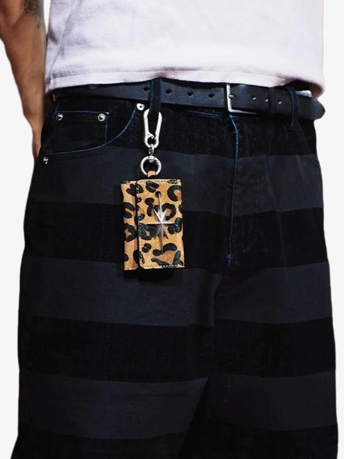 Streetwear Star Emblem Leather&Leopard Keychain Card Holder - Image 3