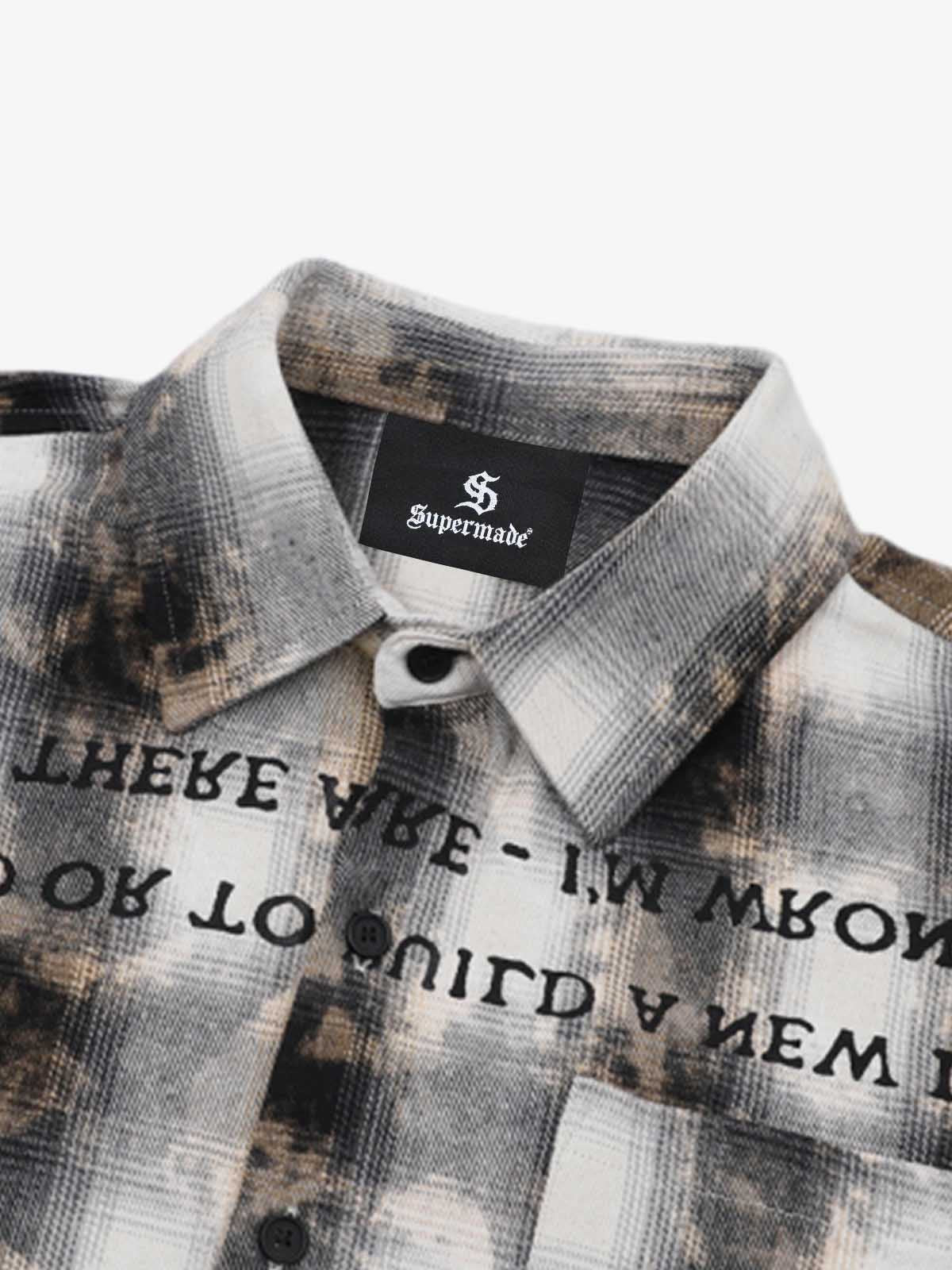 Streetwear Washed Distressed Plaid Long Sleeve Shirt - Image 7