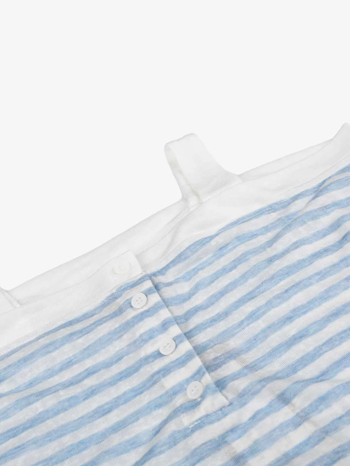Striped Off-Shoulder Henley T-Shirt - Image 10