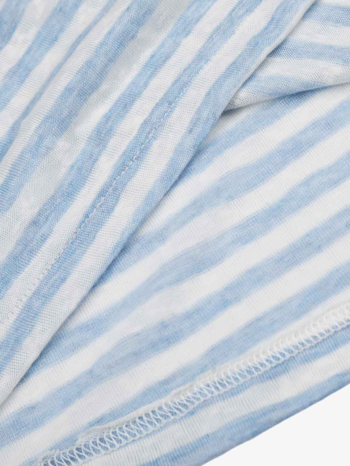 Striped Off-Shoulder Henley T-Shirt - Image 12