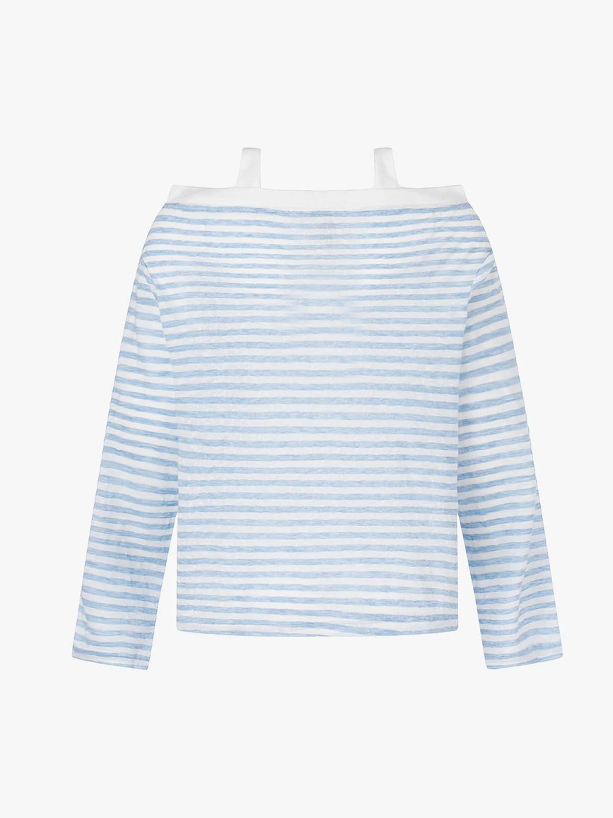 Striped Off-Shoulder Henley T-Shirt - Image 9