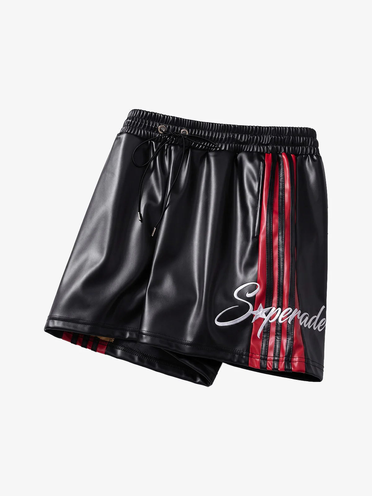 Striped Racing Faux-Leather Shorts - Image 10