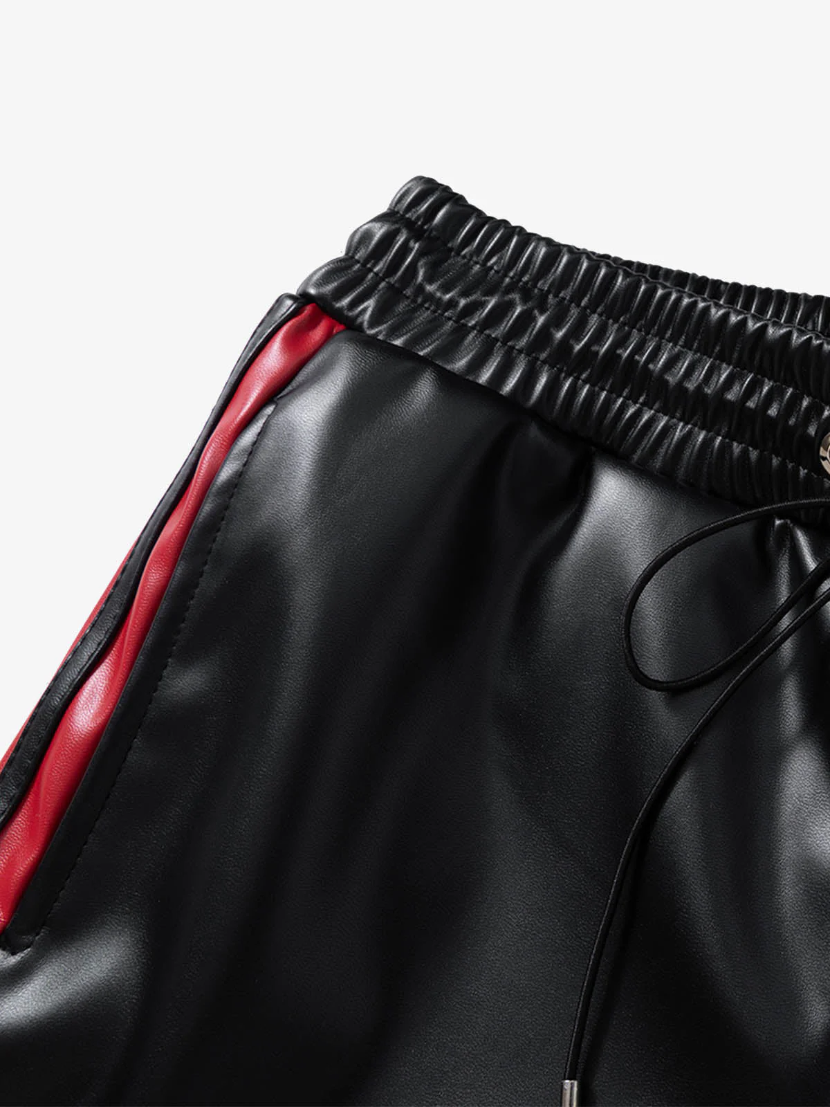 Striped Racing Faux-Leather Shorts - Image 12