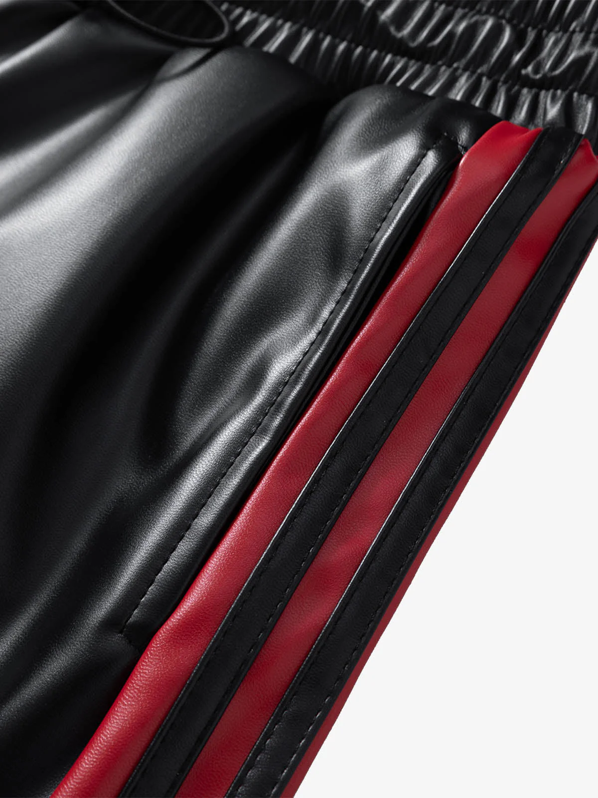 Striped Racing Faux-Leather Shorts - Image 13