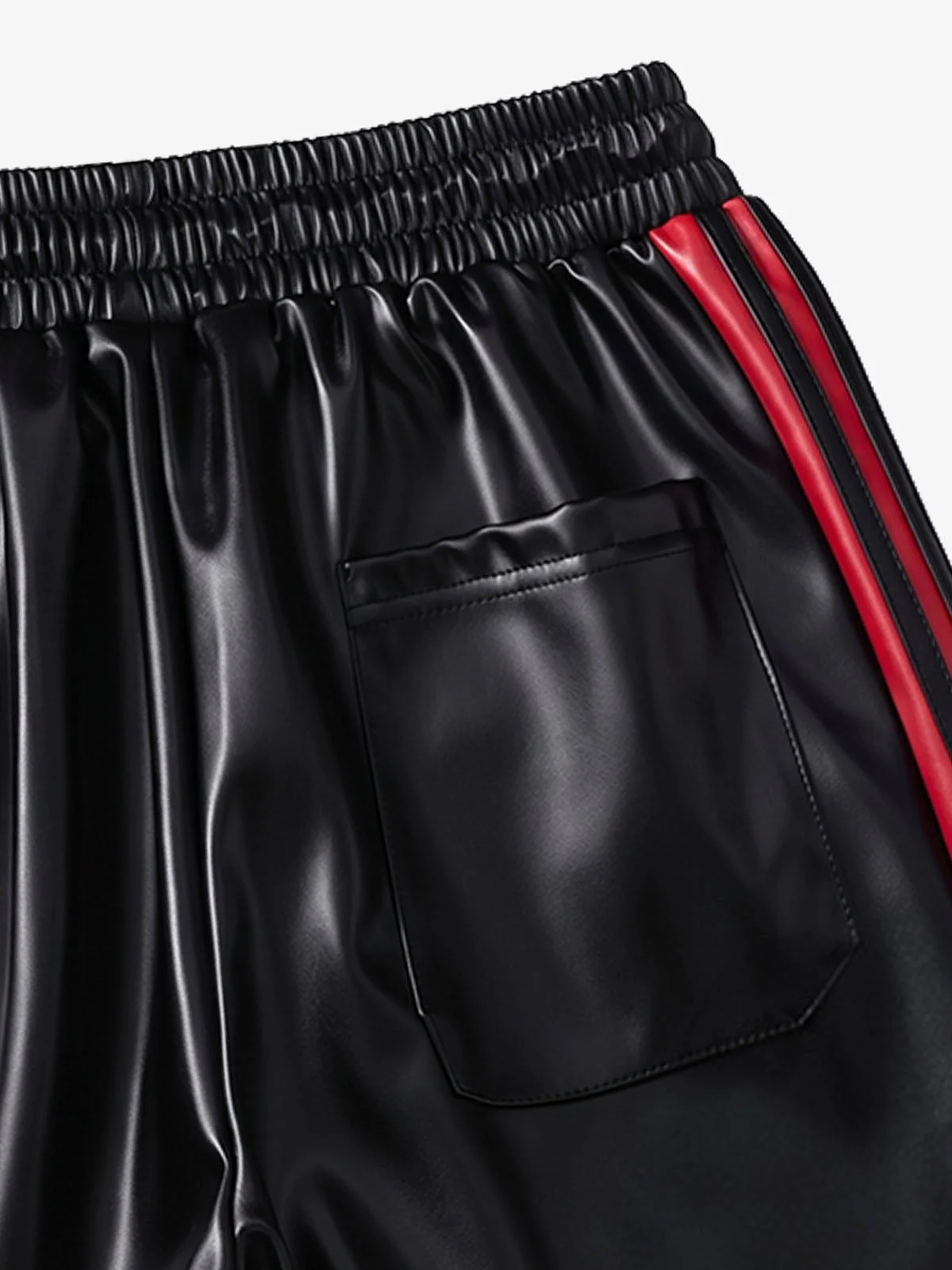 Striped Racing Faux-Leather Shorts - Image 15