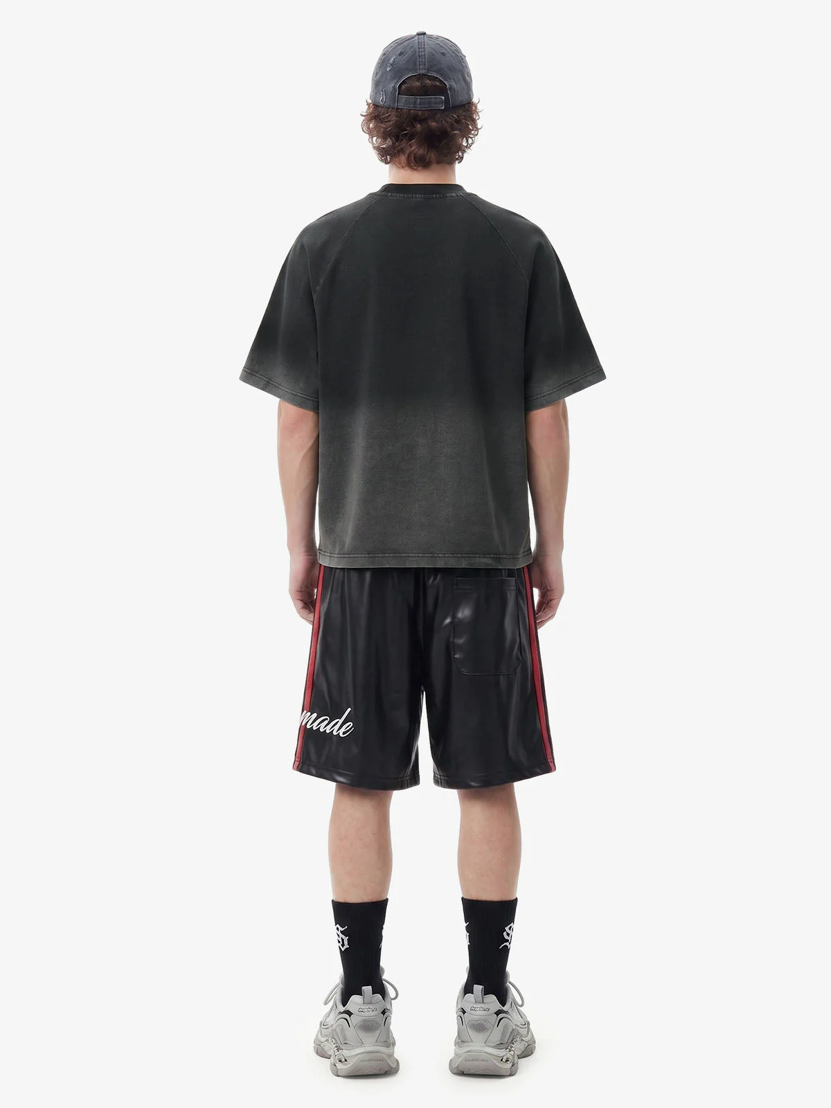 Striped Racing Faux-Leather Shorts - Image 5