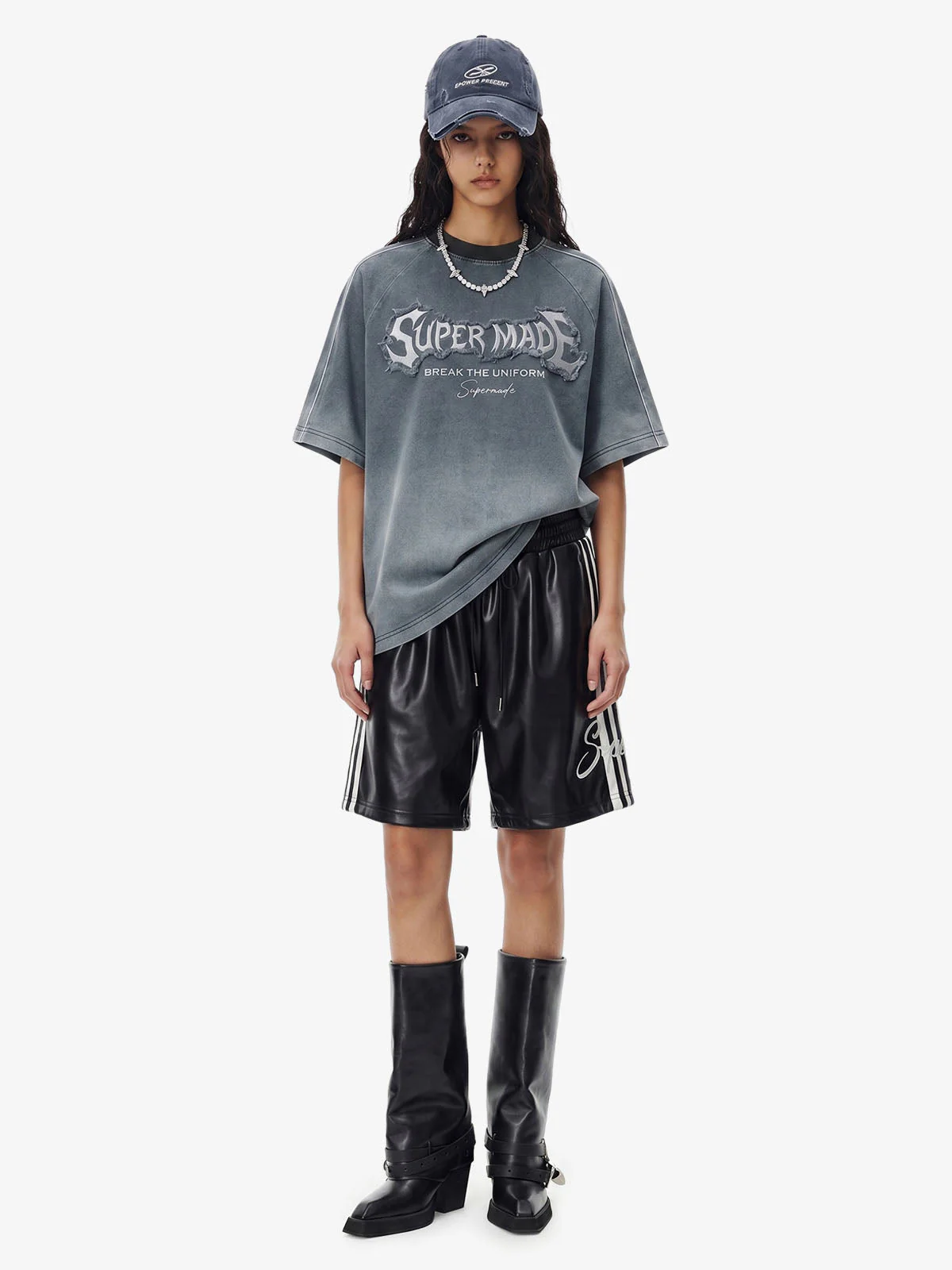 Striped Racing Faux-Leather Shorts - Image 6
