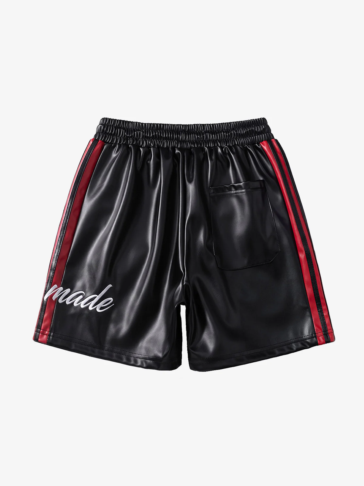 Striped Racing Faux-Leather Shorts - Image 9