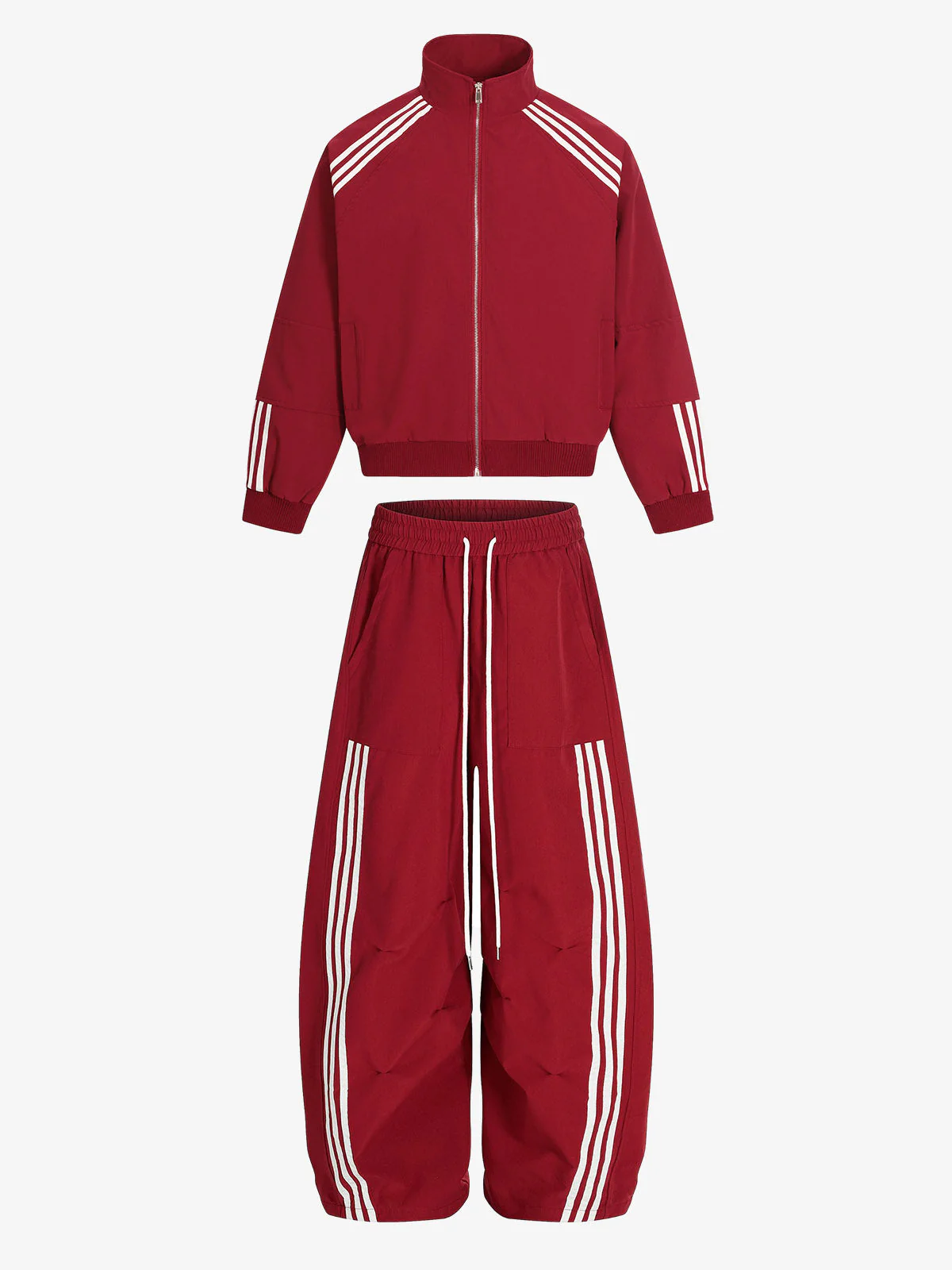 Striped Zip-Up Track Jacket and Wide-Leg Track Pants Set - Image 3
