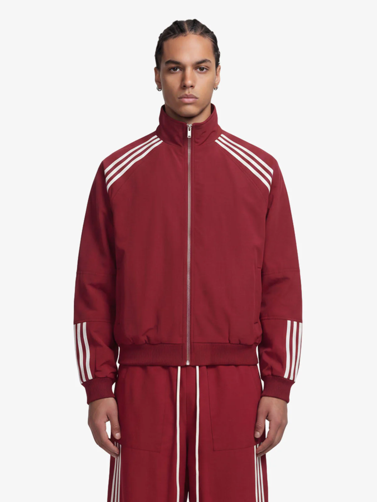 Striped Zip-Up Track Jacket and Wide-Leg Track Pants Set - Image 5