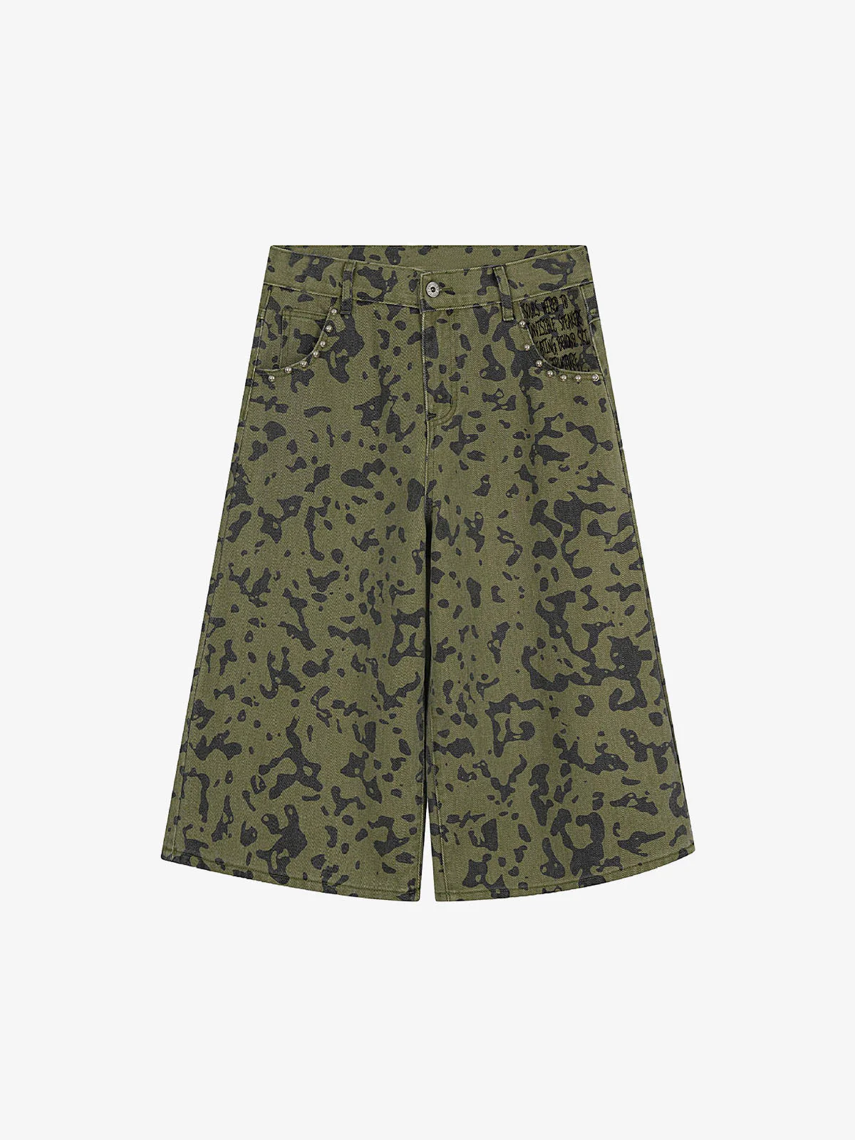 Studded Camo Wide-Leg Jorts