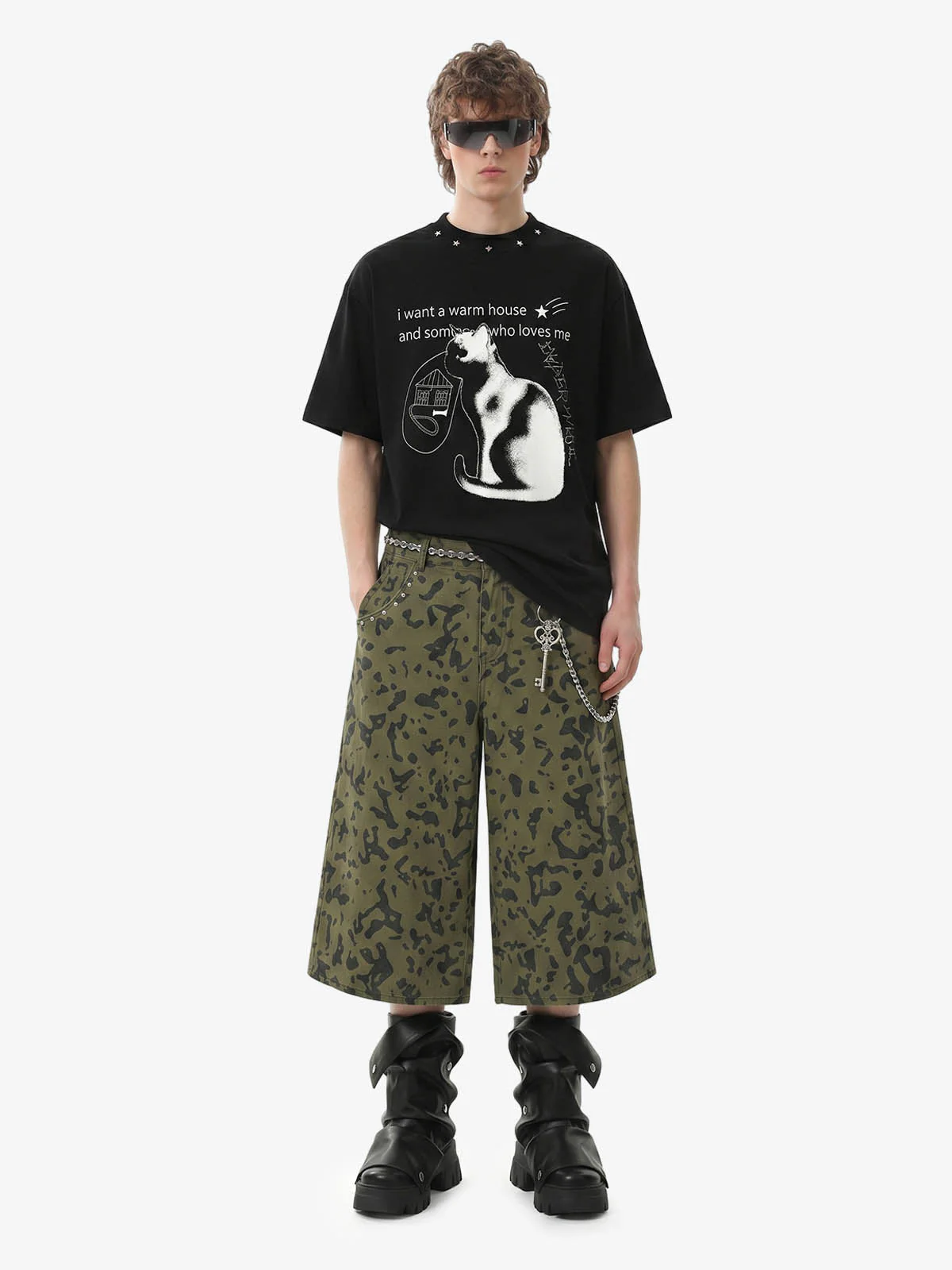 Studded Cat Graphic "Warm House" T-Shirt - Image 5