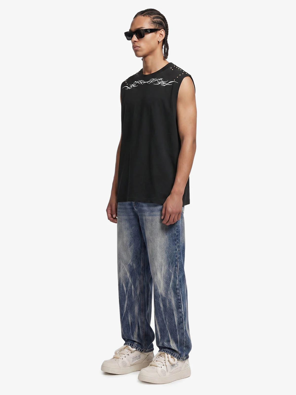 Studded Tribal Sleeveless T-Shirt - Image 4