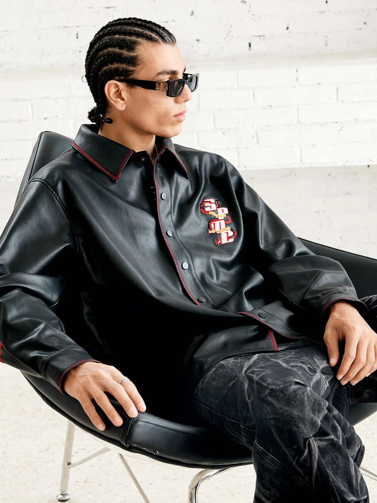Original Embroidered Leather Shirt - Image 4
