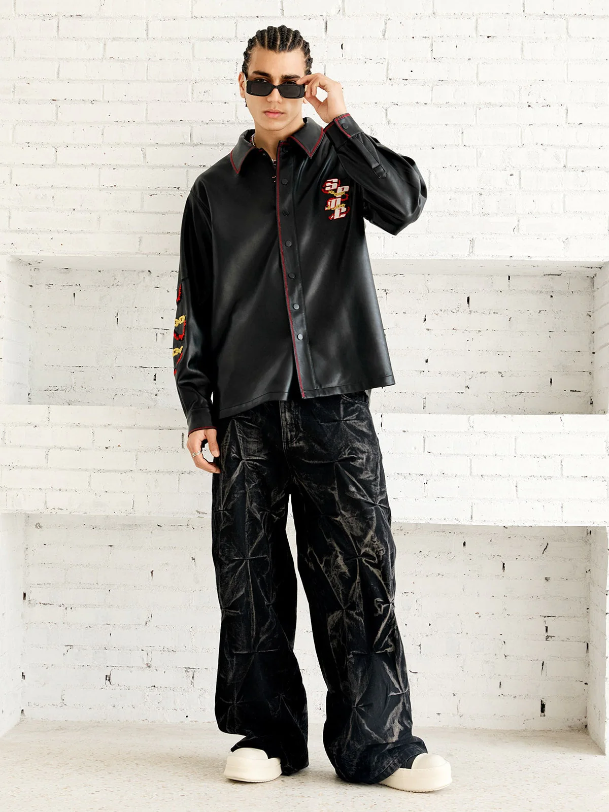 Original Embroidered Leather Shirt - Image 5