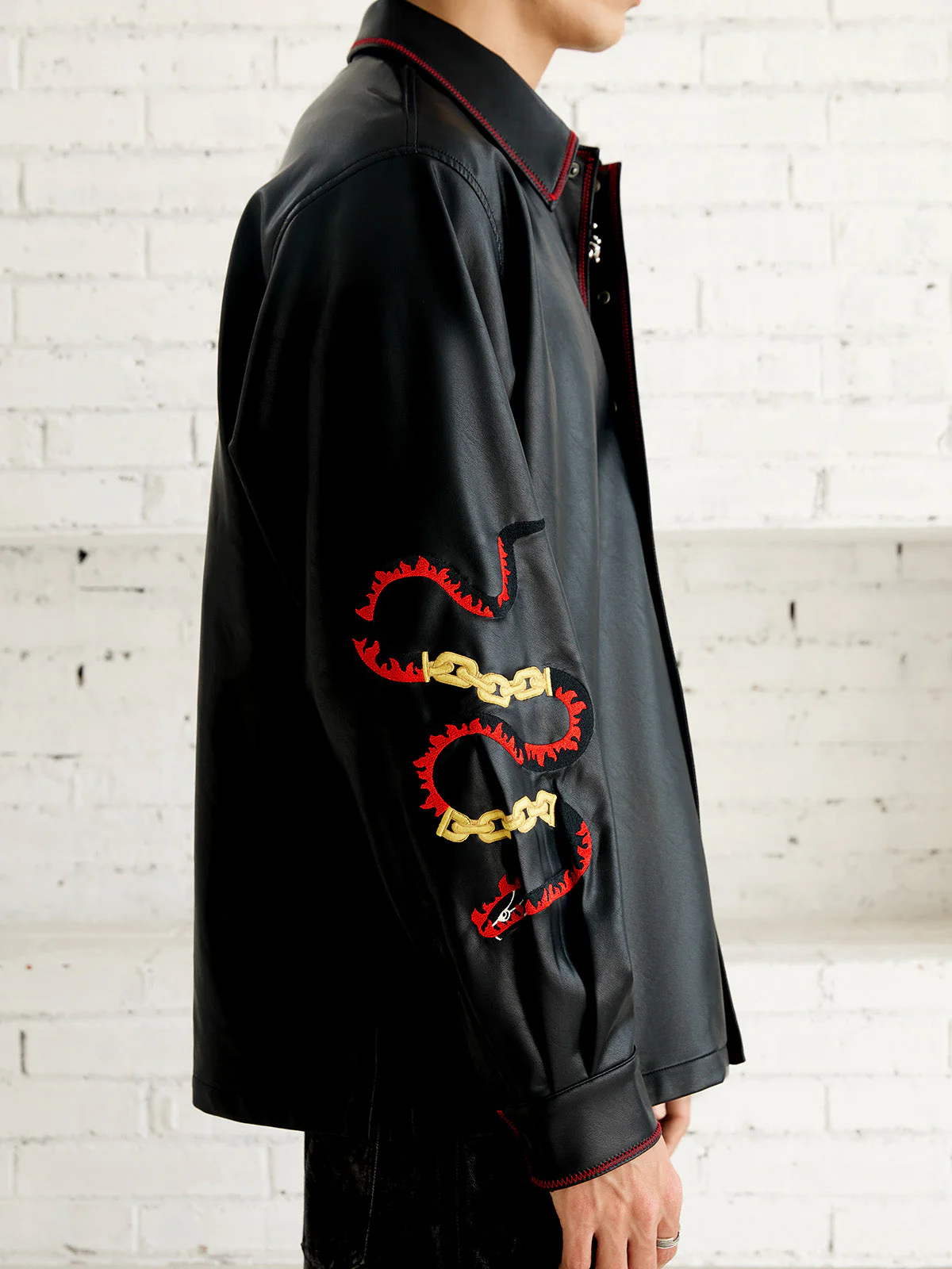 Original Embroidered Leather Shirt - Image 8