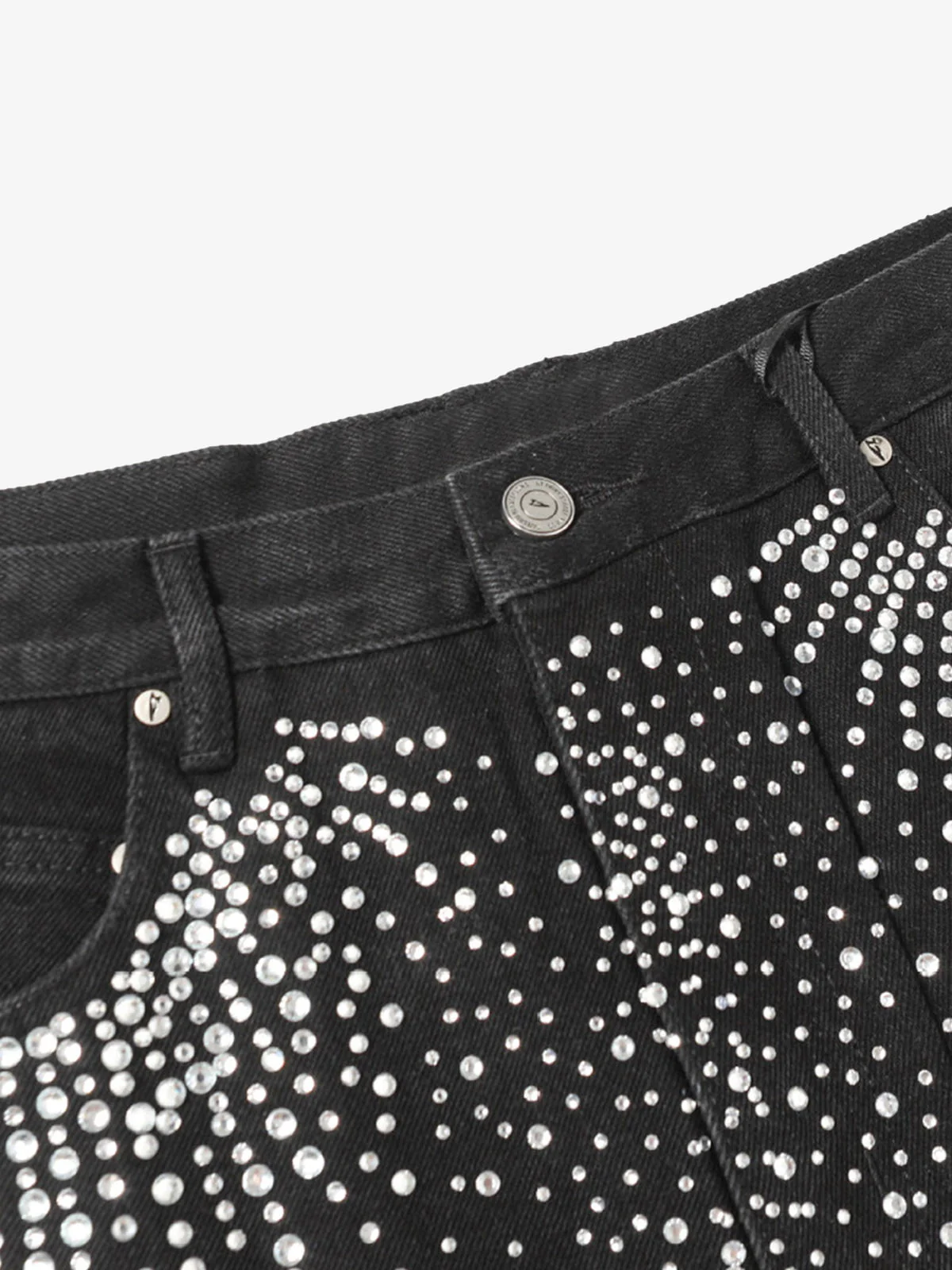 Retro Washed Rhinestone Raw Edge Denim Shorts - 2419 - Image 12
