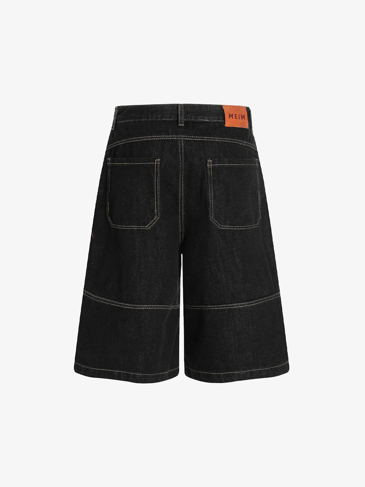 Contrast Stitched Patch Pocket Denim Jorts - Image 2