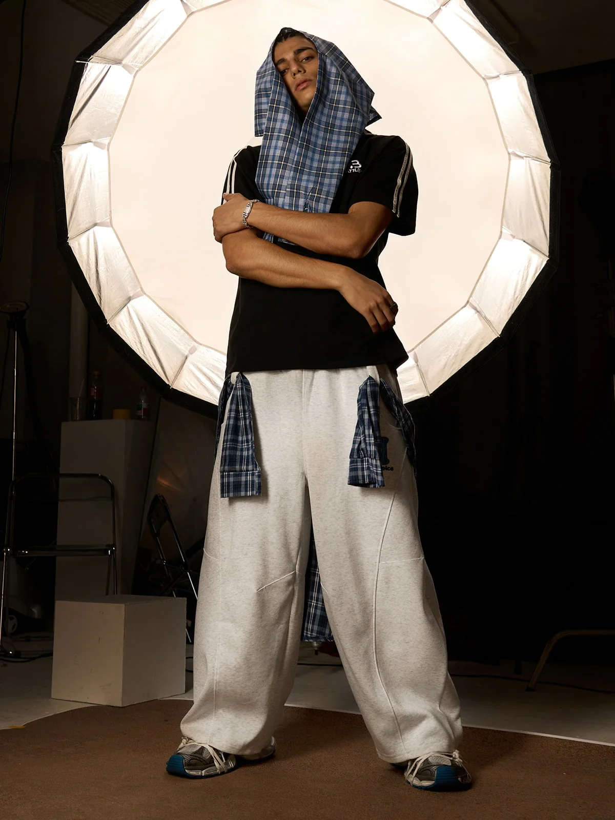 Plaid Belt Barrel Pants - Image 4