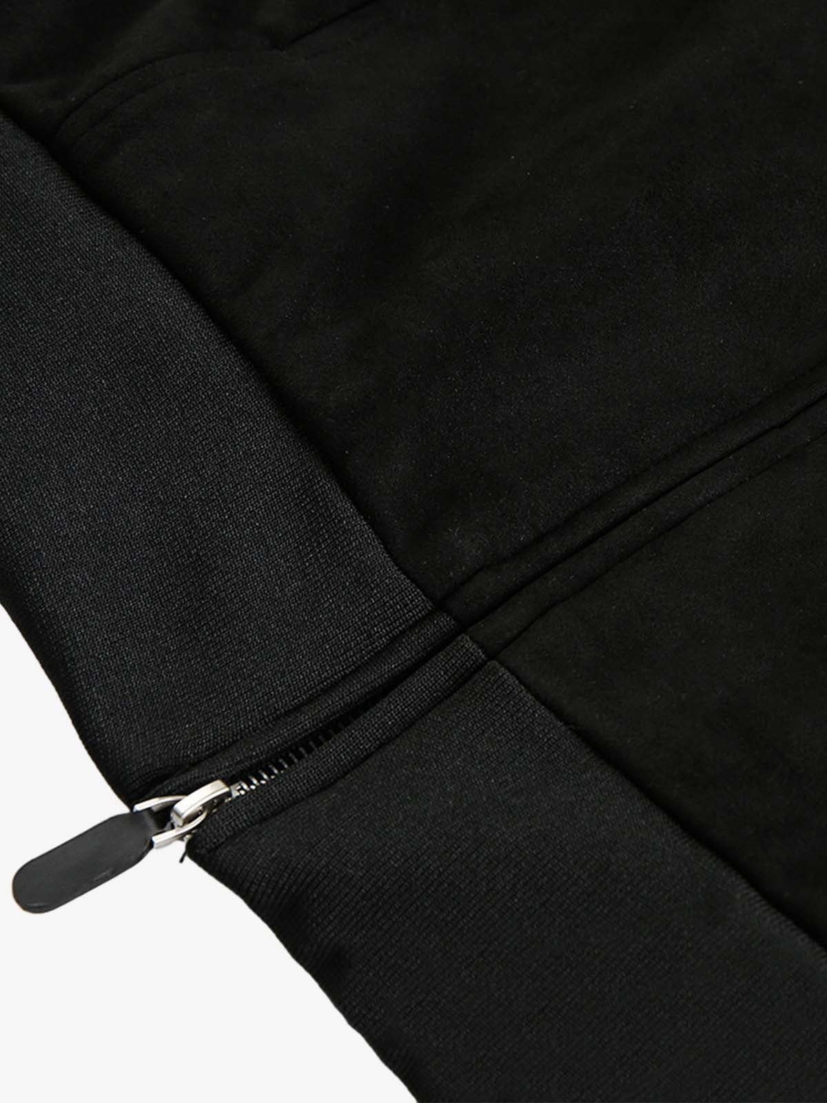 Suede Leopard-Trimmed Paneled Bomber Jacket - Image 5