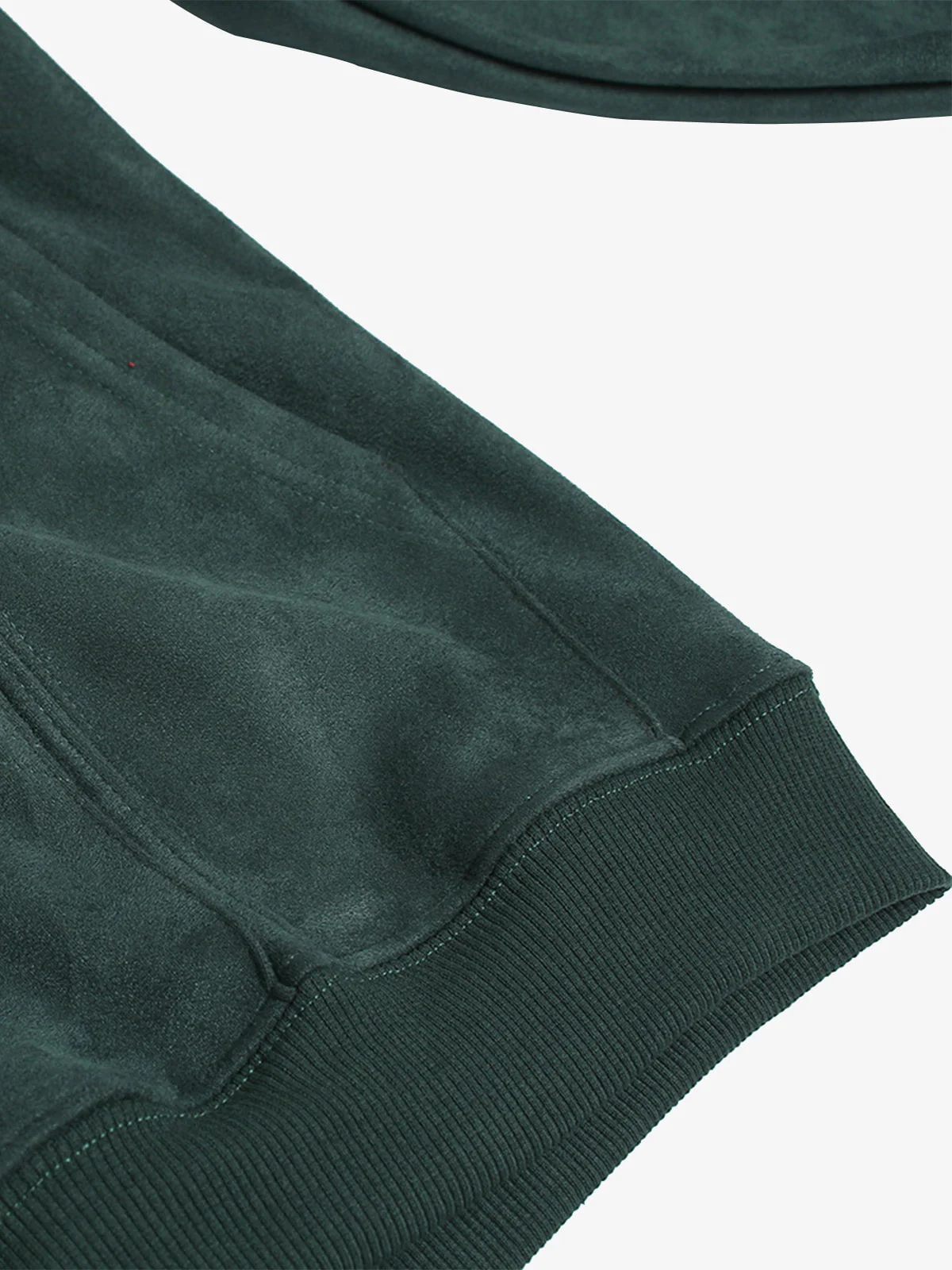 Suede Letter Embroidered Cropped Zip-Up Hoodie - Image 12