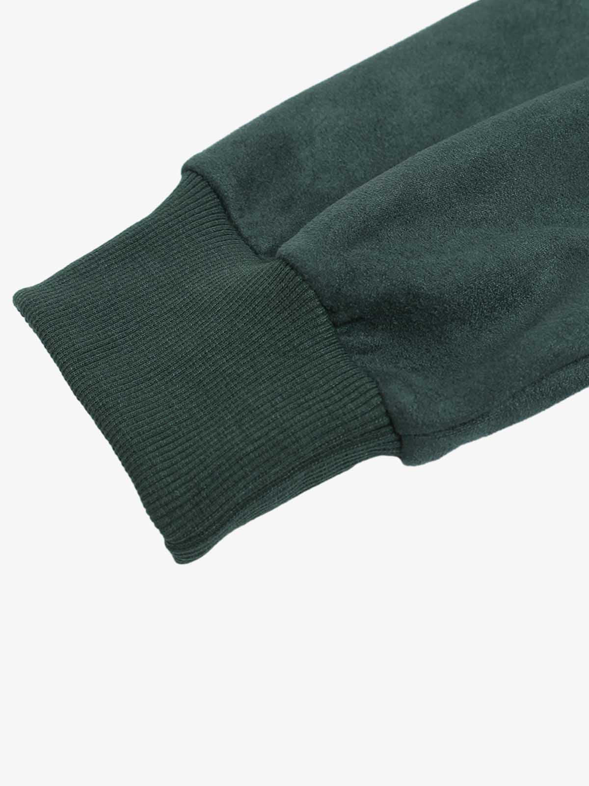 Suede Letter Embroidered Cropped Zip-Up Hoodie - Image 14