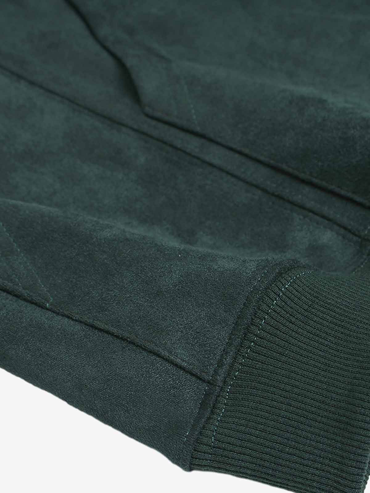Suede Letter Embroidered Cropped Zip-Up Hoodie - Image 20