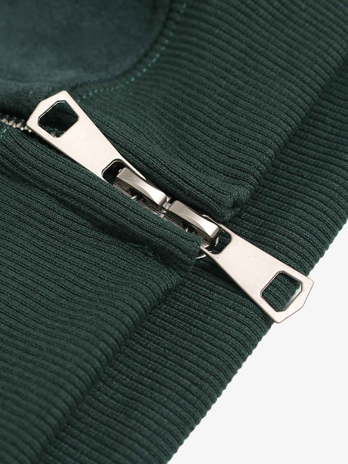 Suede Letter Embroidered Cropped Zip-Up Hoodie - Image 21