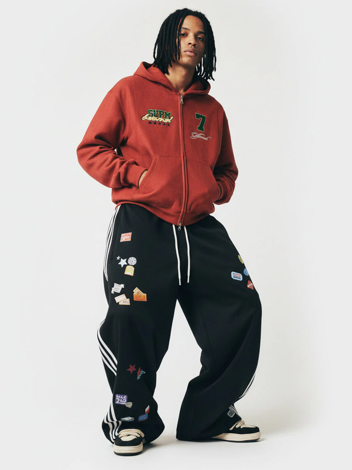 Suede Letter Embroidered Cropped Zip-Up Hoodie - Image 4