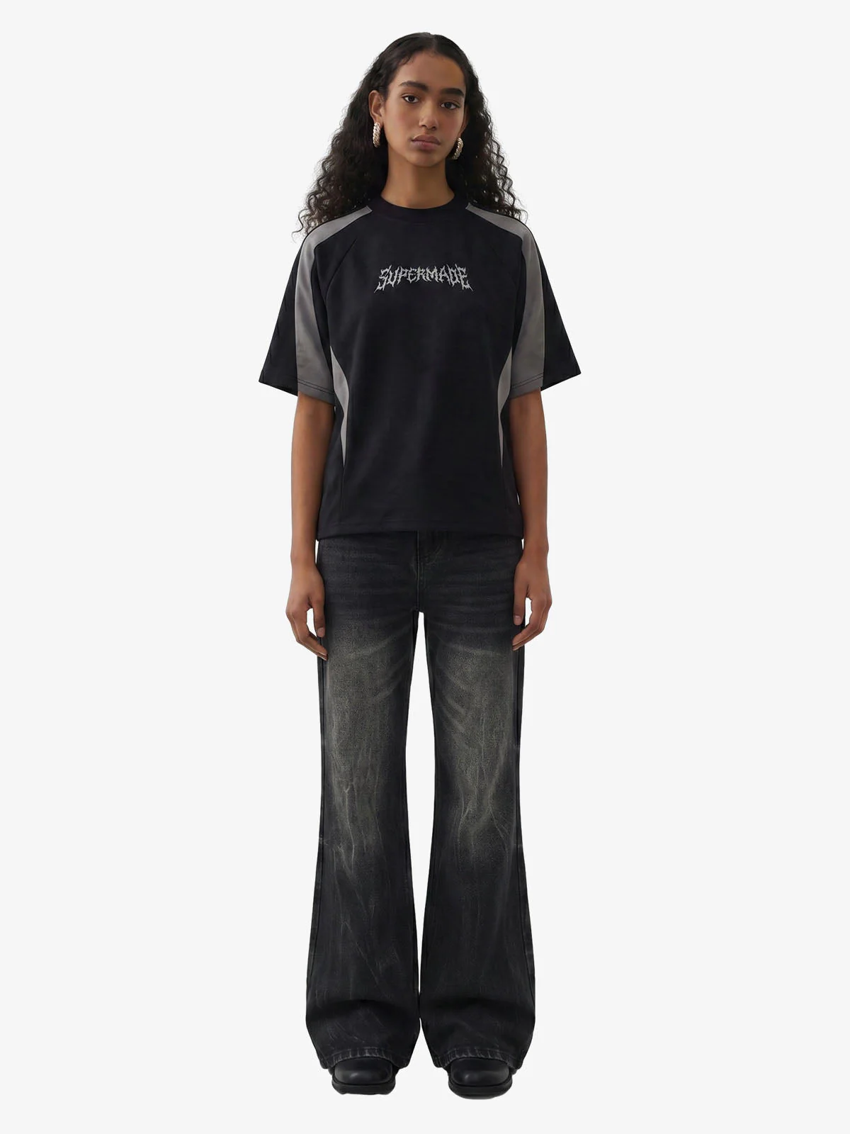 Suede Panel Embroidered Logo Short Sleeve T-Shirt - Image 4