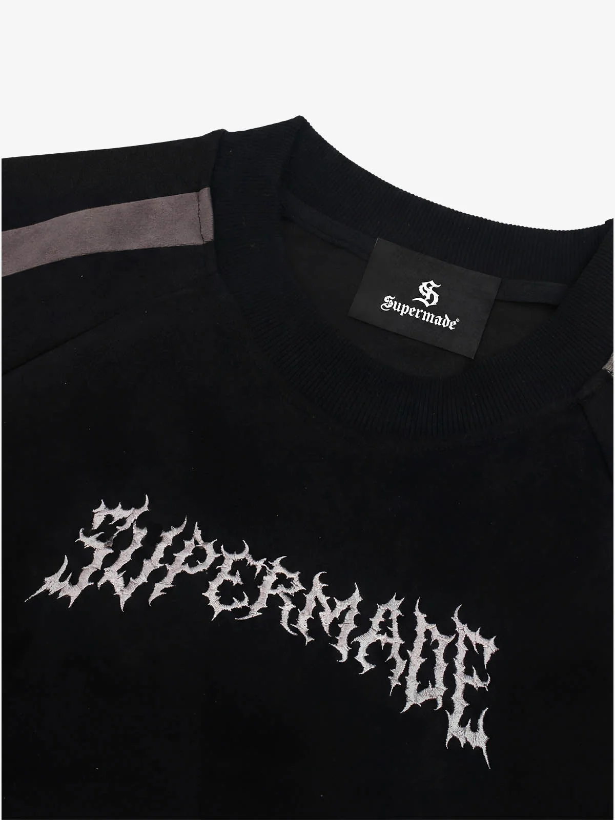 Suede Panel Embroidered Logo Short Sleeve T-Shirt - Image 9