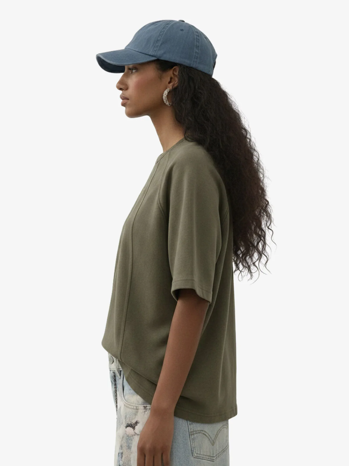Suede Panel Raglan T-Shirt - Image 3