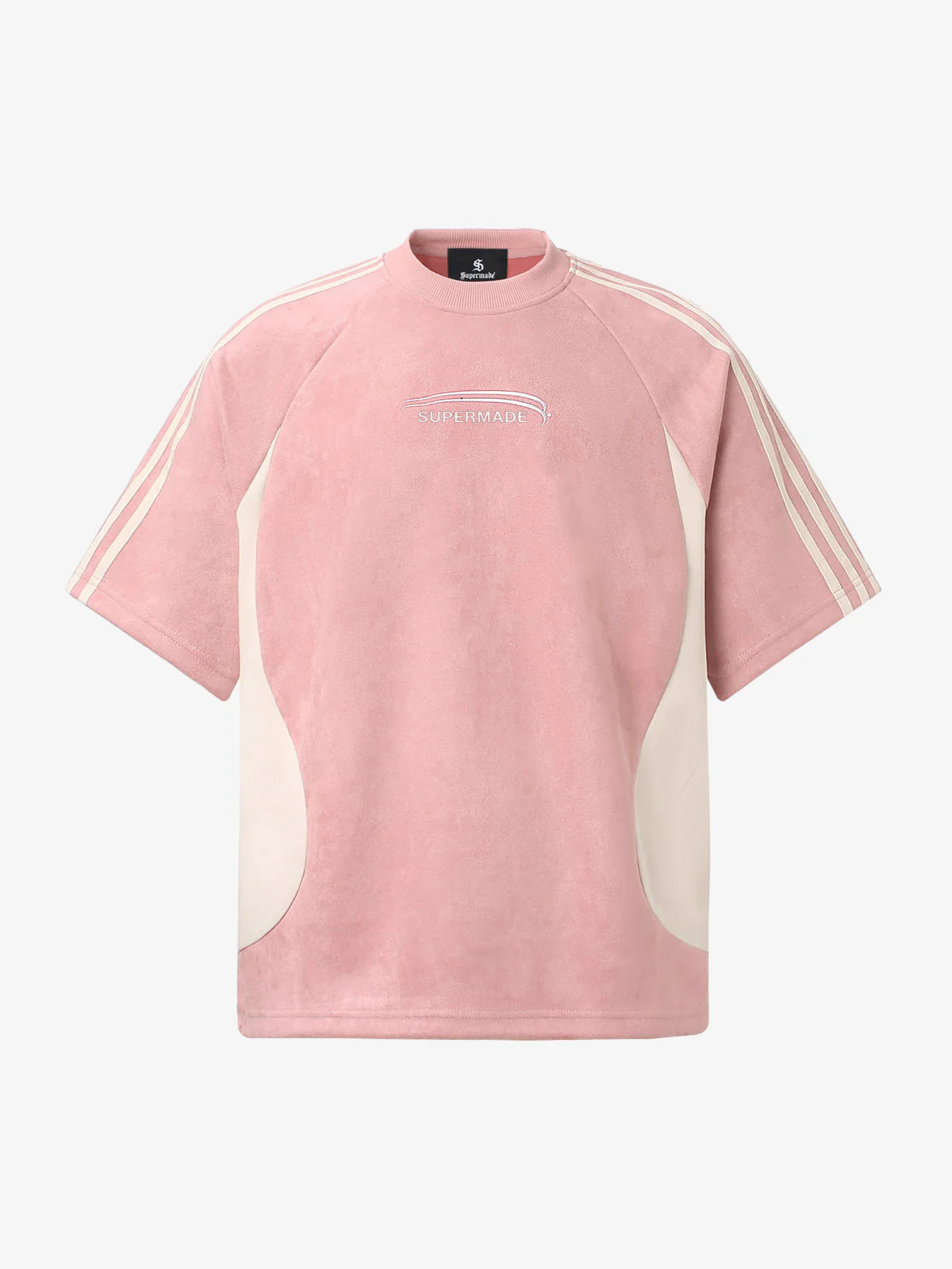 Suede Panel SUPERMADE Embroidered Short Sleeve T-Shirt - 2616 - Image 5