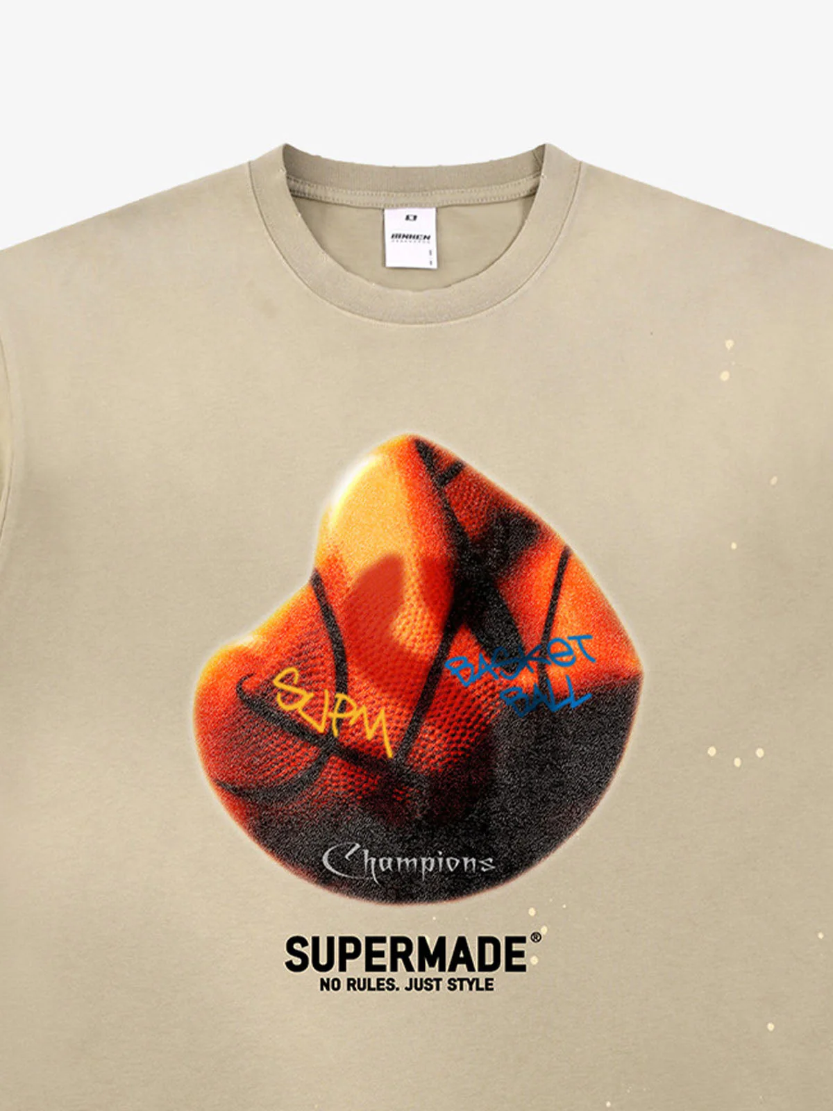Supermade Abstract Basketball Texture Graphic T-Shirt - Image 5