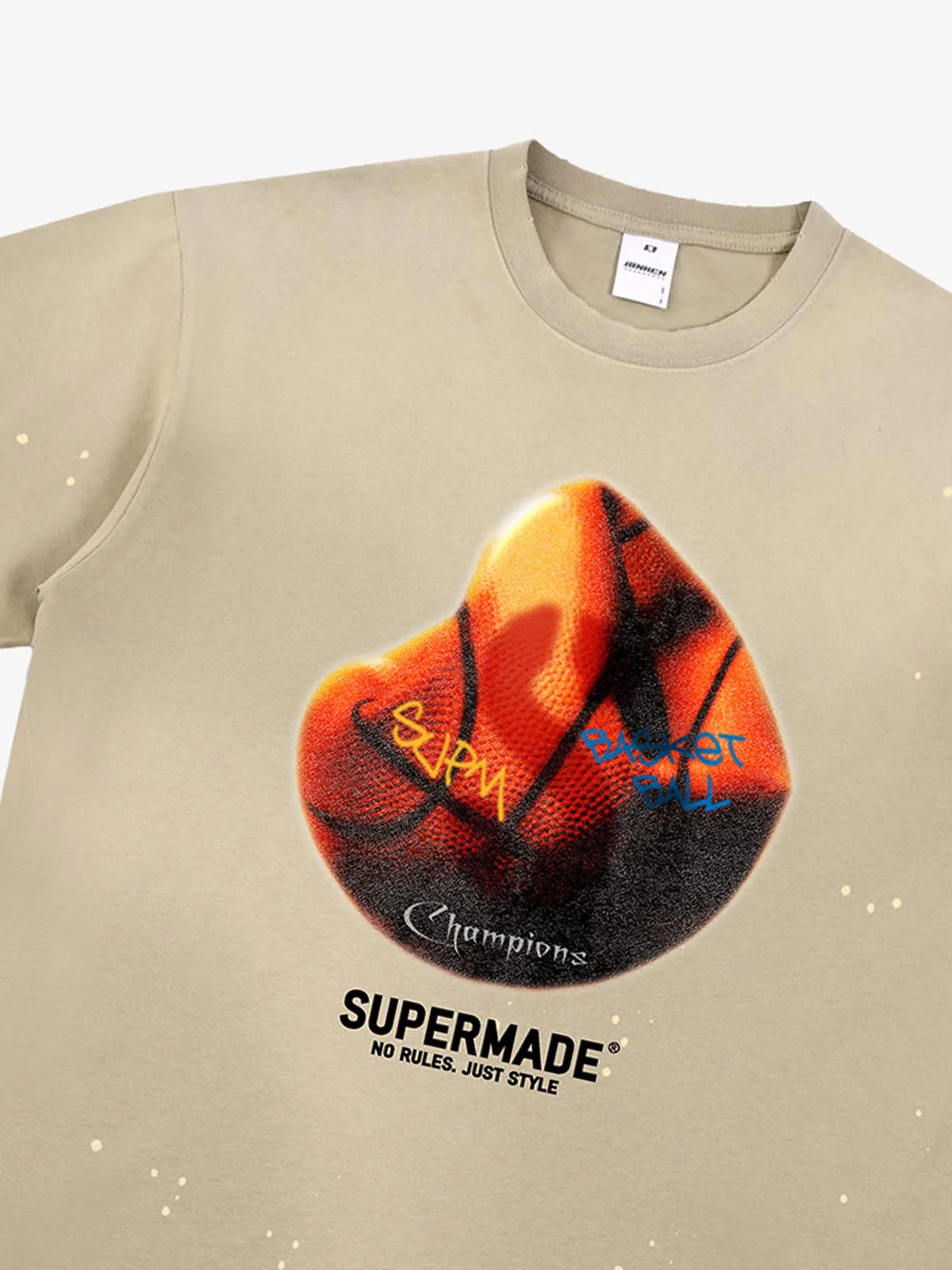 Supermade Abstract Basketball Texture Graphic T-Shirt - Image 6