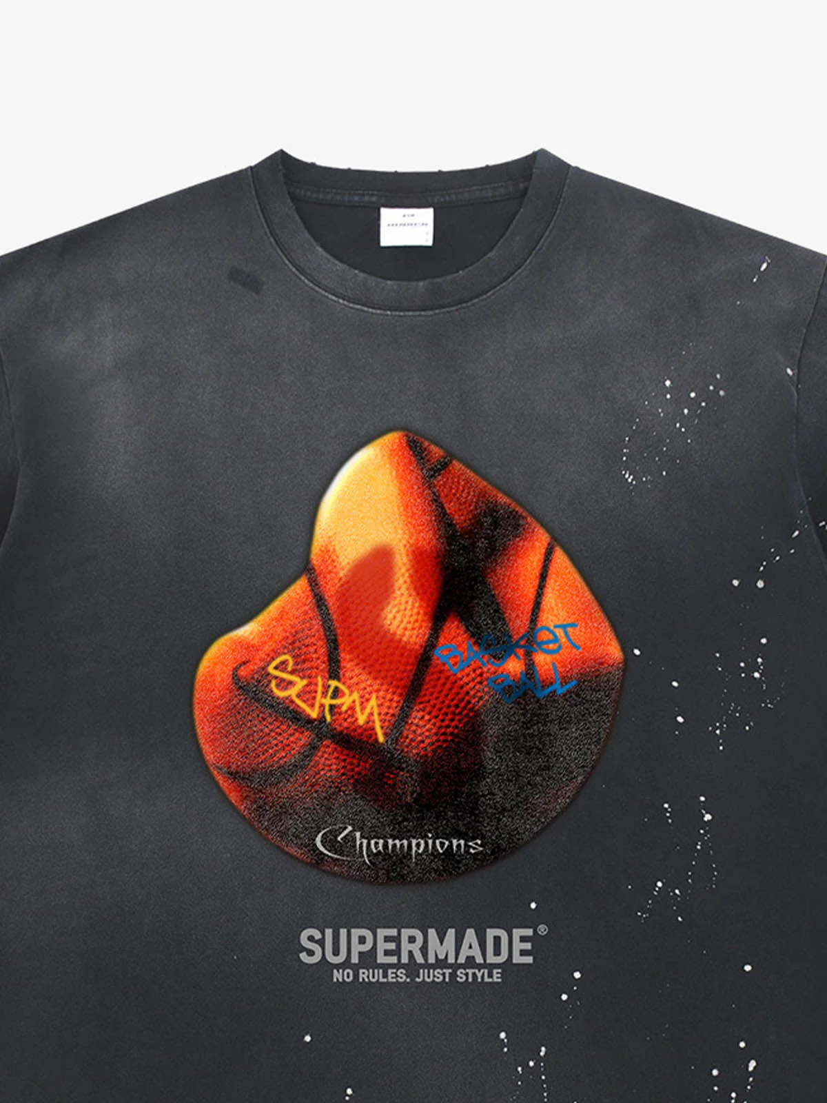 Supermade Abstract Basketball Texture Graphic T-Shirt - Image 9